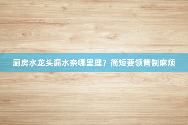厨房水龙头漏水奈哪里理？简短要领管制麻烦